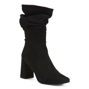 Steve Madden Suede Heel Boots Mid-Calf Black size 9 NEW in Box $180